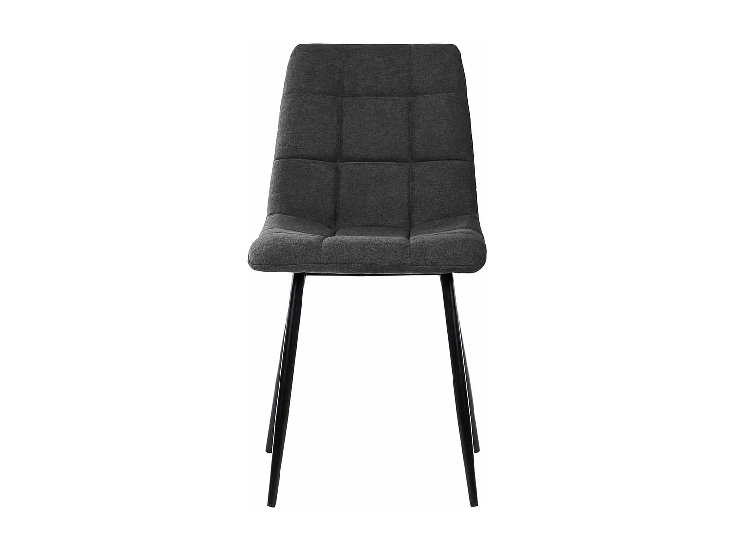 Chaise en tissu capitonnée rembourré Livio – Élégance moderne avec pieds en métal noir-Couleur Gris foncé
