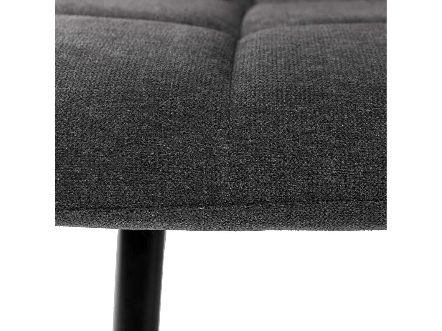 Chaise en tissu capitonnée rembourré Livio – Élégance moderne avec pieds en métal noir-Couleur Gris foncé