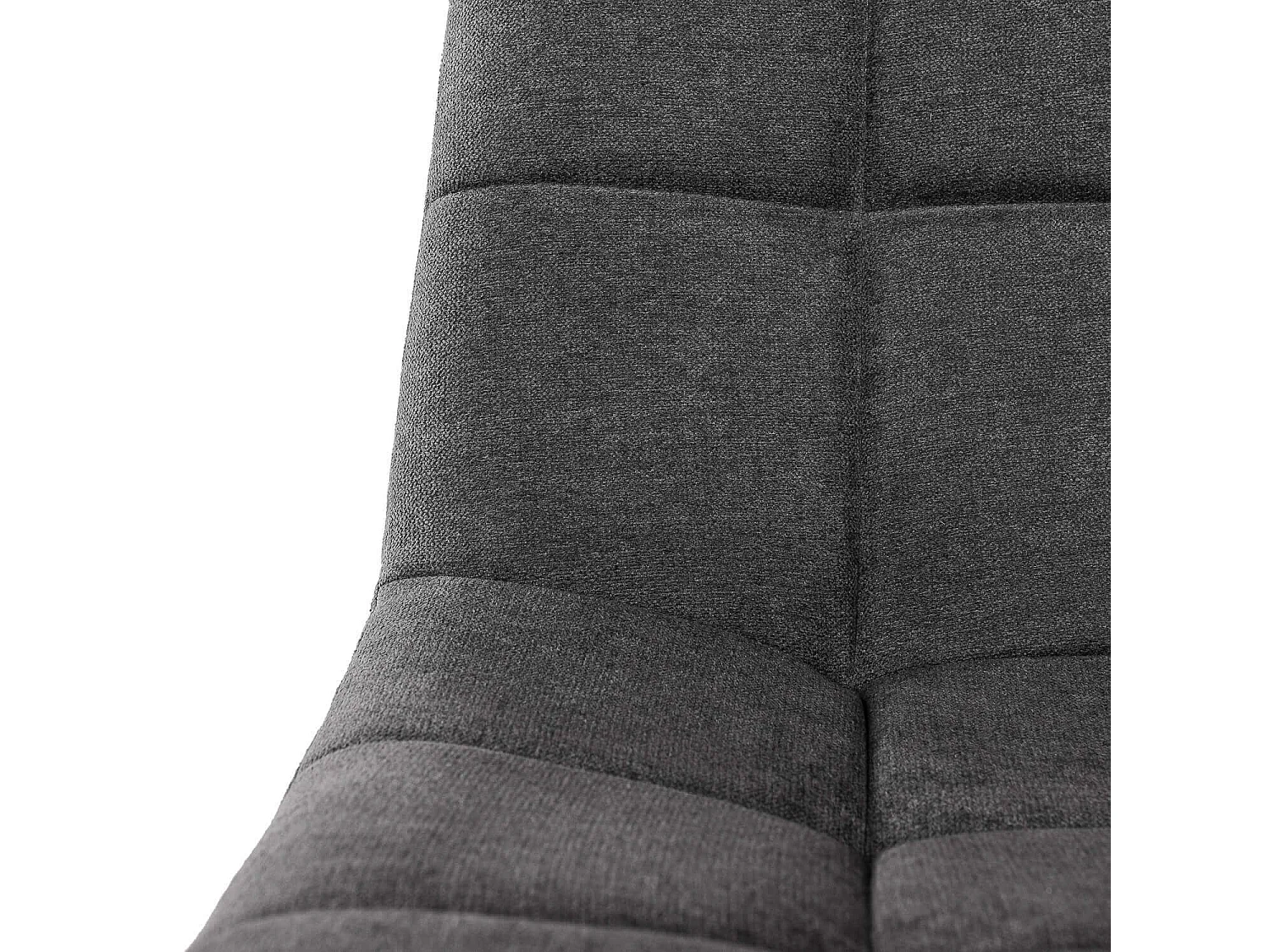 Chaise en tissu capitonnée rembourré Livio – Élégance moderne avec pieds en métal noir-Couleur Gris foncé