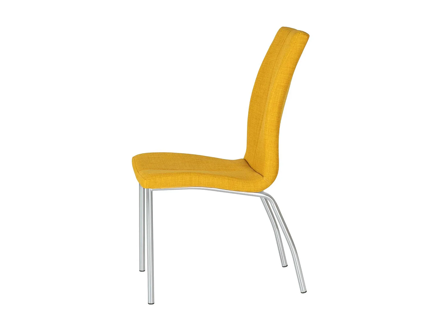 Chaise tissu jaune moutarde et pieds chromé Karila