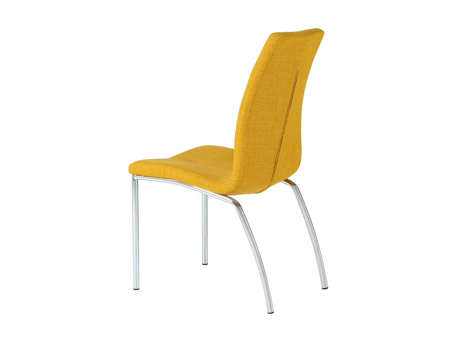 Chaise tissu jaune moutarde et pieds chromé Karila