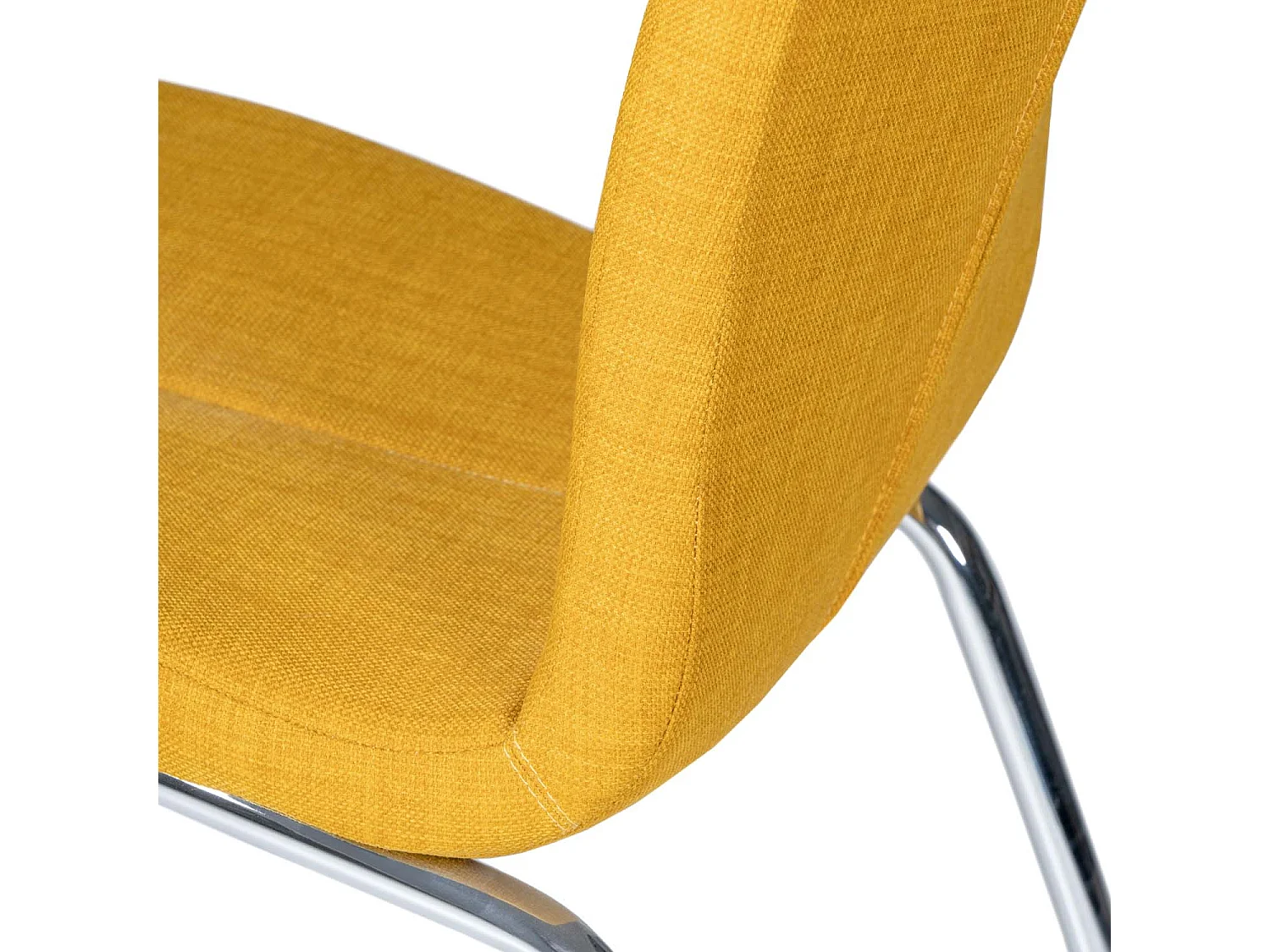 Chaise tissu jaune moutarde et pieds chromé Karila