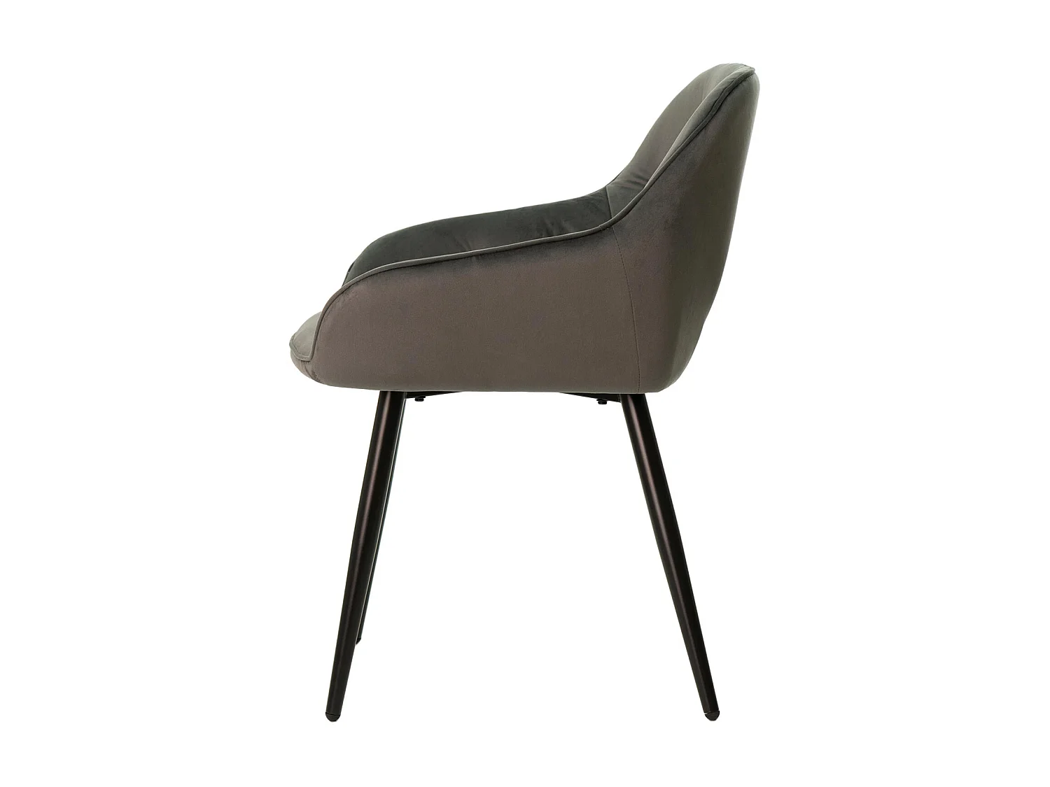 Chaise avec accoudoir velours gris foncé et pieds métal noir Blako
