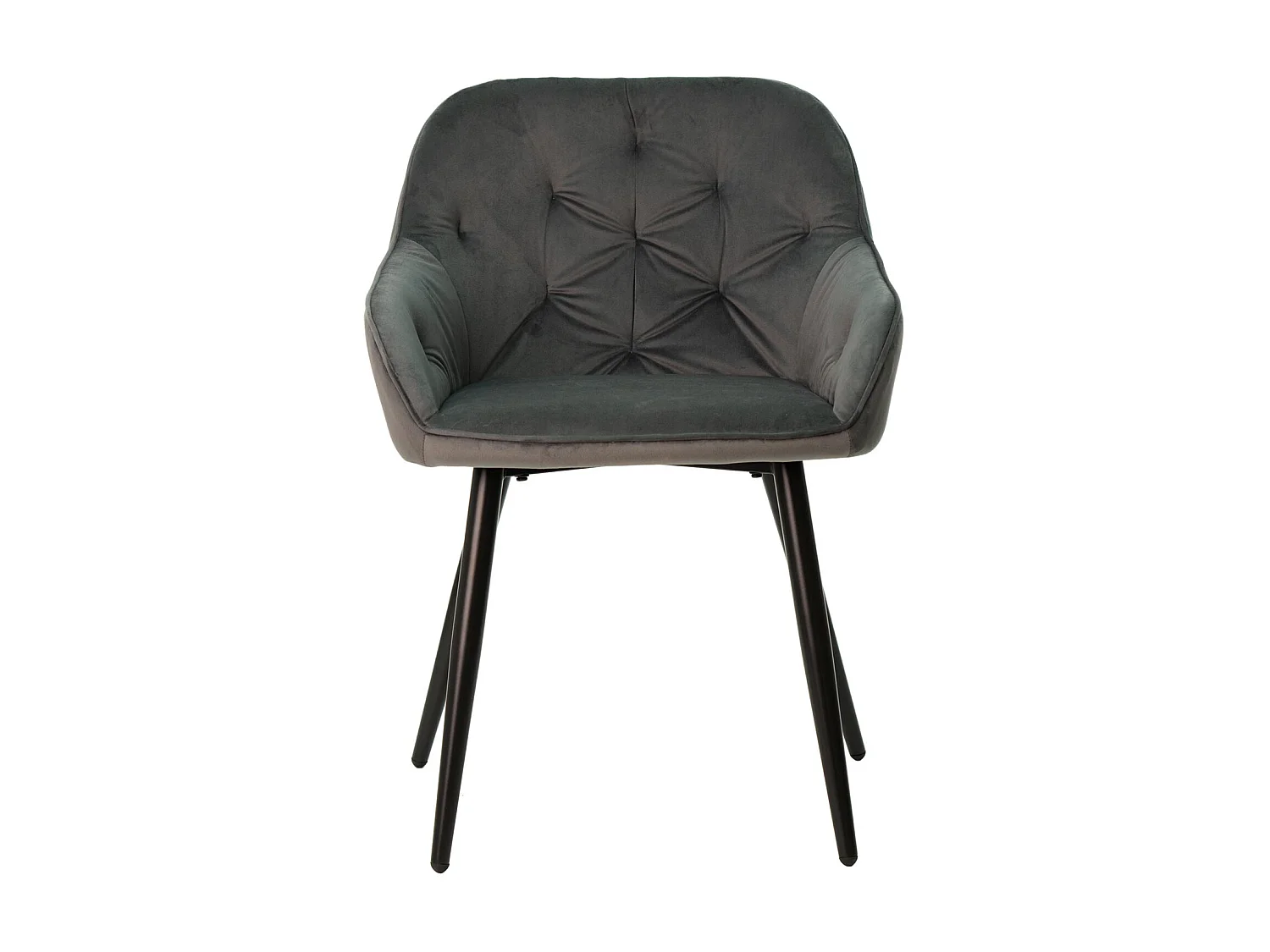Chaise avec accoudoir velours gris foncé et pieds métal noir Blako