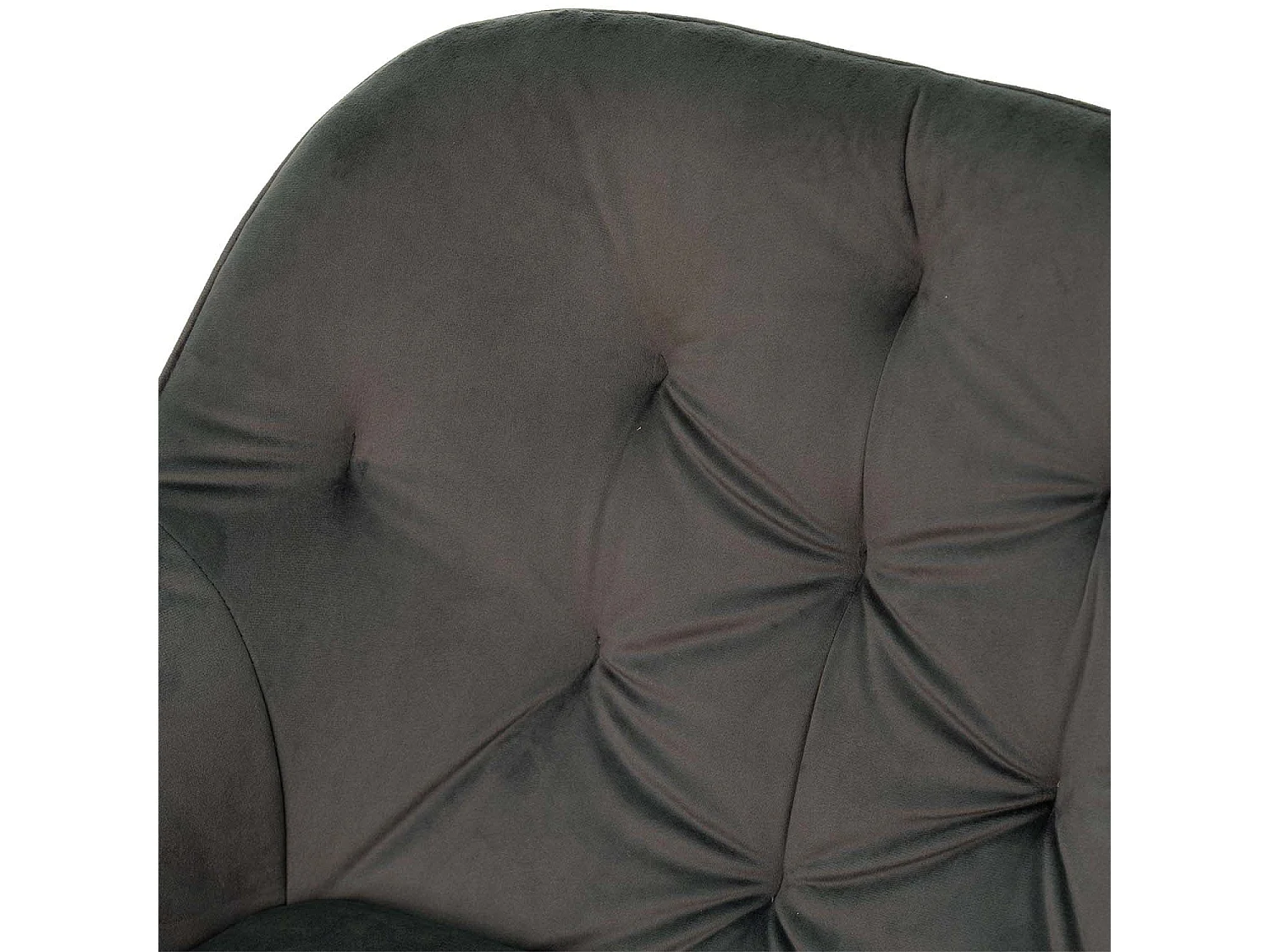 Chaise avec accoudoir velours gris foncé et pieds métal noir Blako
