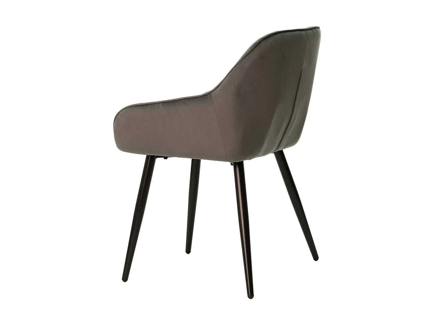 Chaise avec accoudoir velours gris foncé et pieds métal noir Blako
