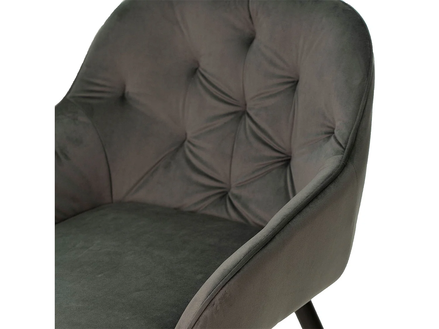 Chaise avec accoudoir velours gris foncé et pieds métal noir Blako