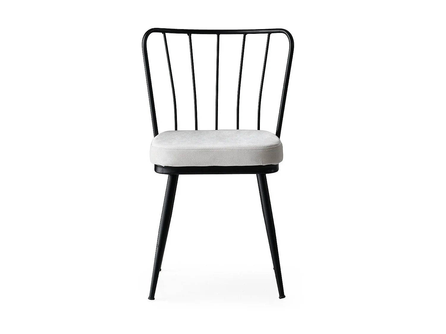 Chaise métal noir et assise velours blanc Manky - Lot de 4