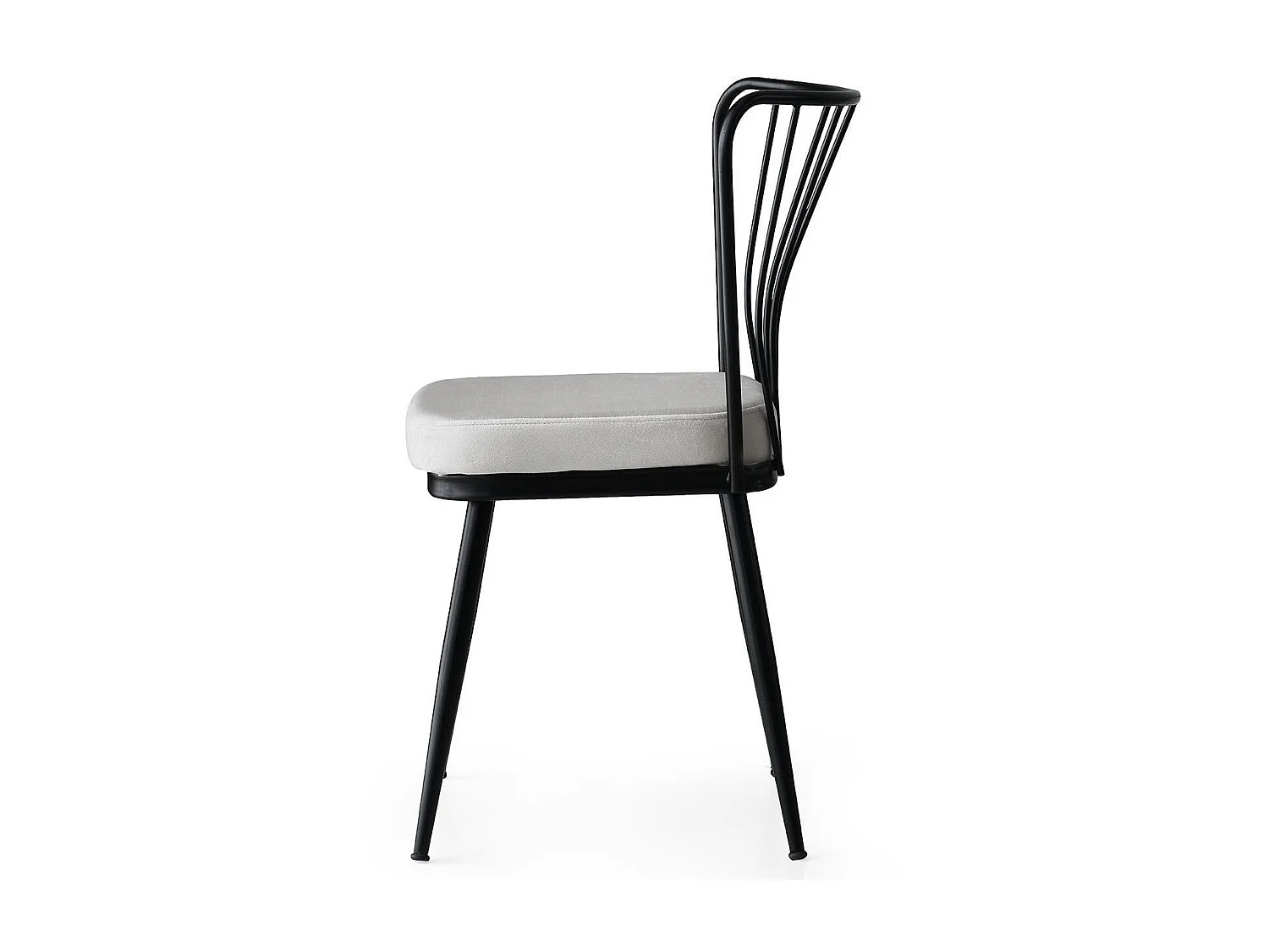 Chaise métal noir et assise velours blanc Manky - Lot de 4