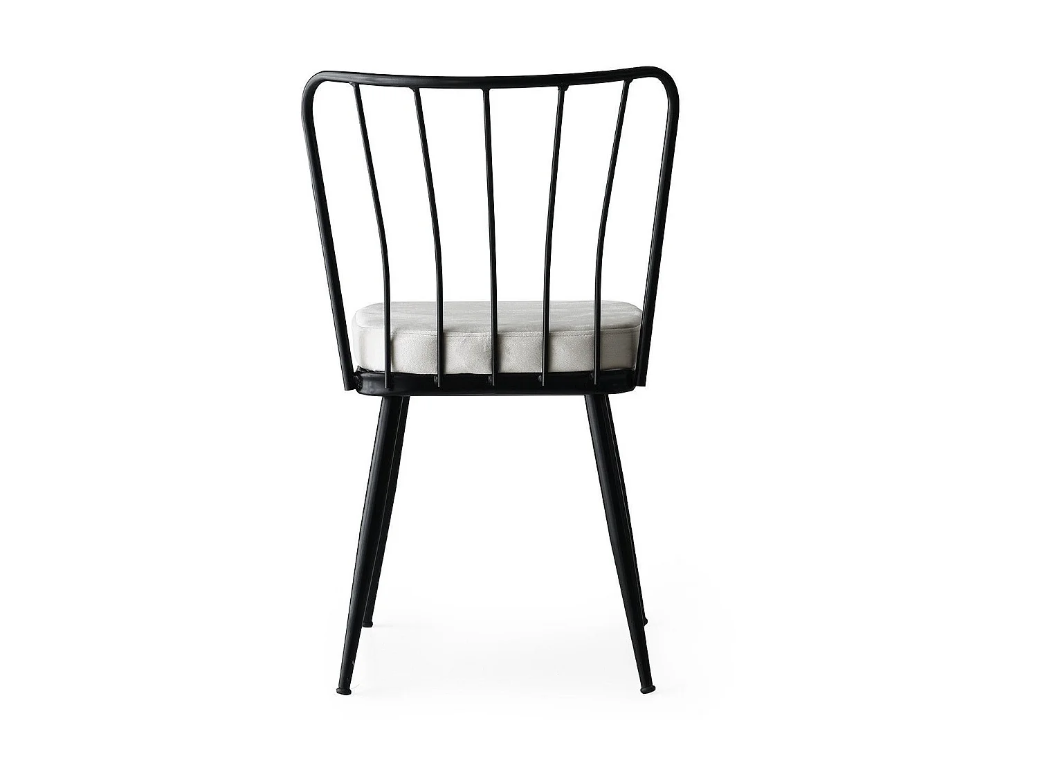 Chaise métal noir et assise velours blanc Manky - Lot de 4