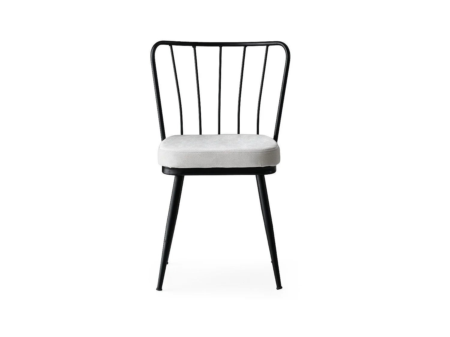 Chaise métal noir et assise velours blanc Manky - Lot de 4