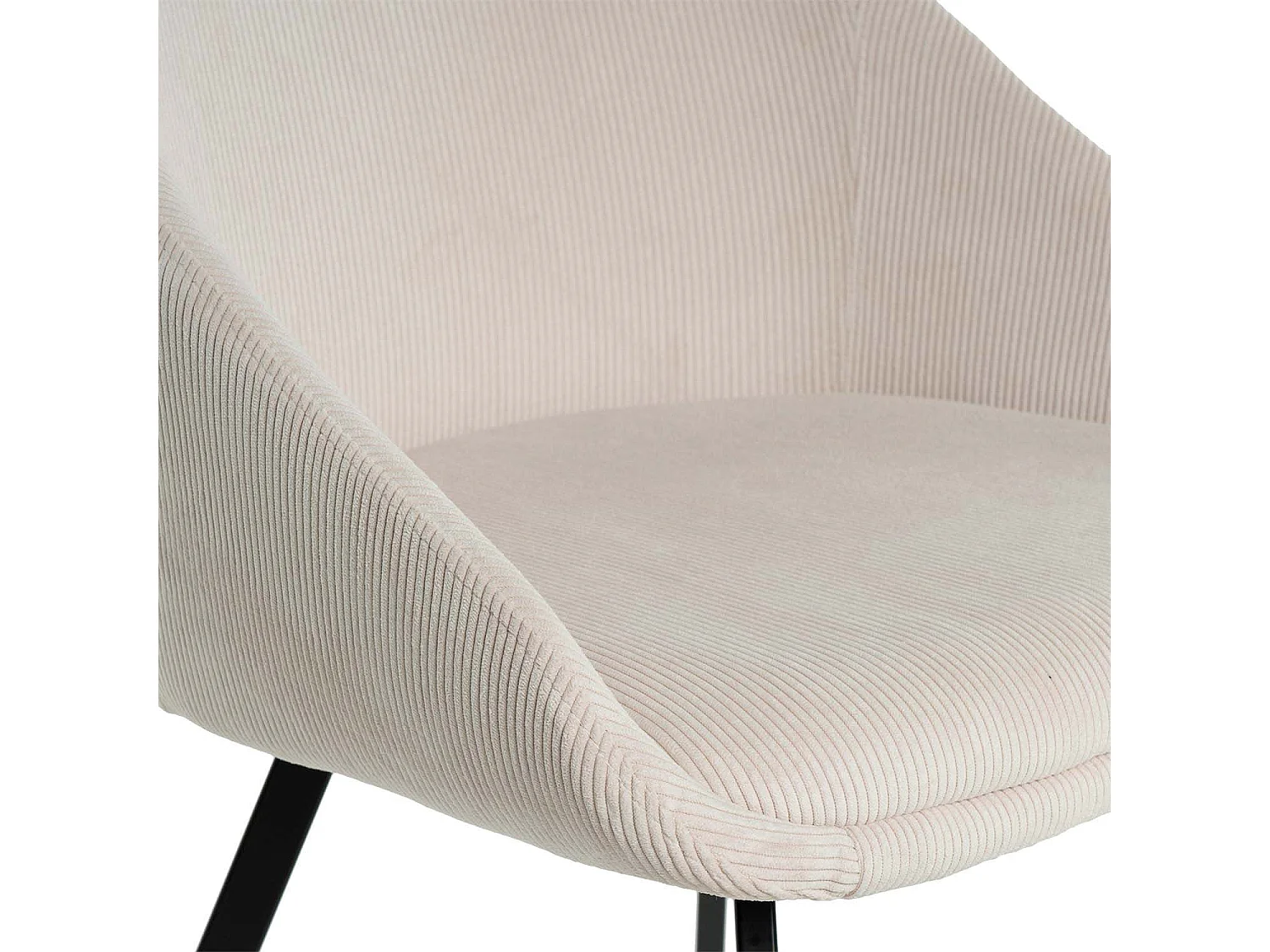 Moderne lichtbeige fluwelen stoel en zwart metalen poten Maggie