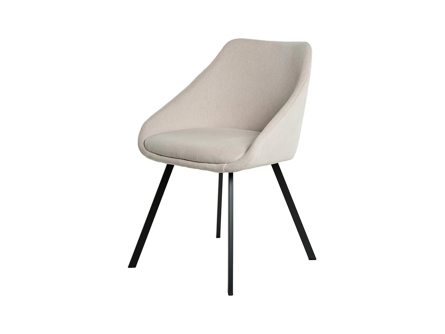 Chaise moderne Maggie - Élégance en velours et pieds métal noir-Couleur Beige clair