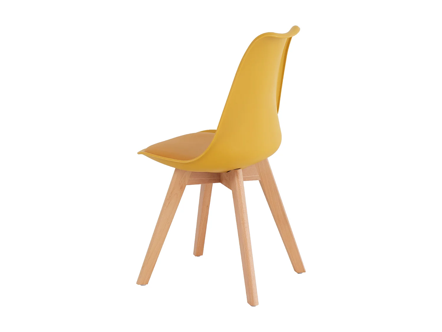 Chaise scandinave premium Karyna – Assise en simili cuir et pieds en bois de Hêtre-Couleur Jaune moutarde