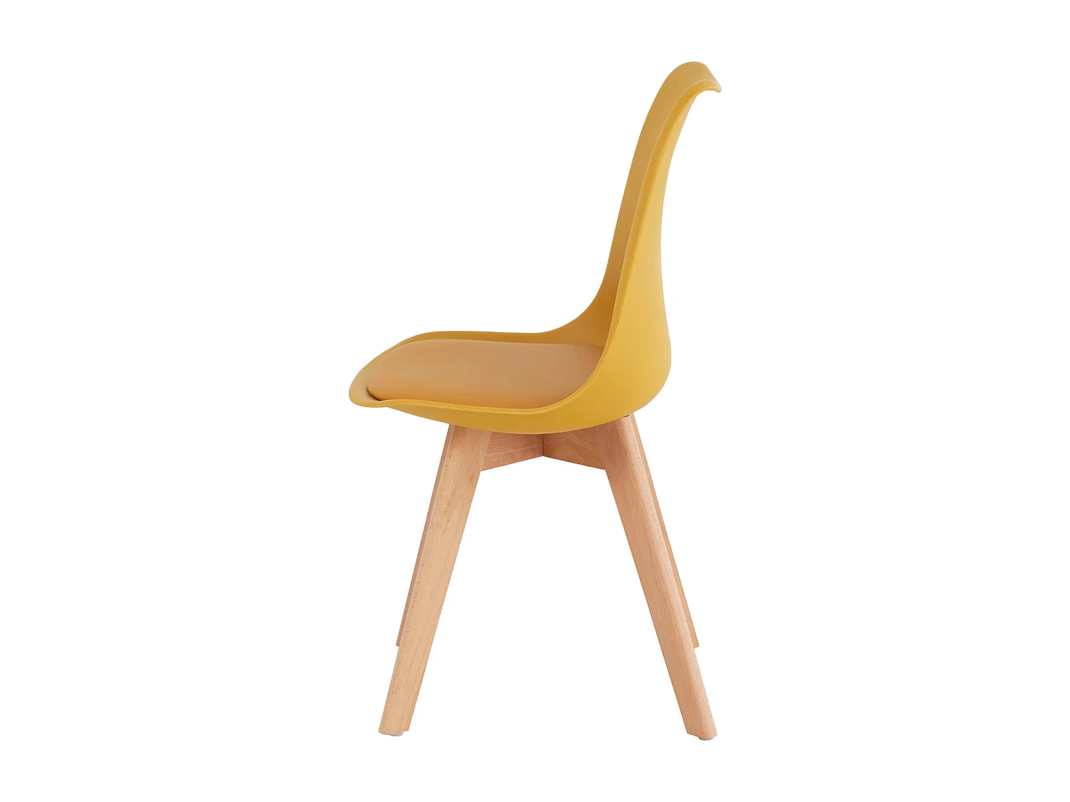 Chaise scandinave premium Karyna – Assise en simili cuir et pieds en bois de Hêtre-Couleur Jaune moutarde