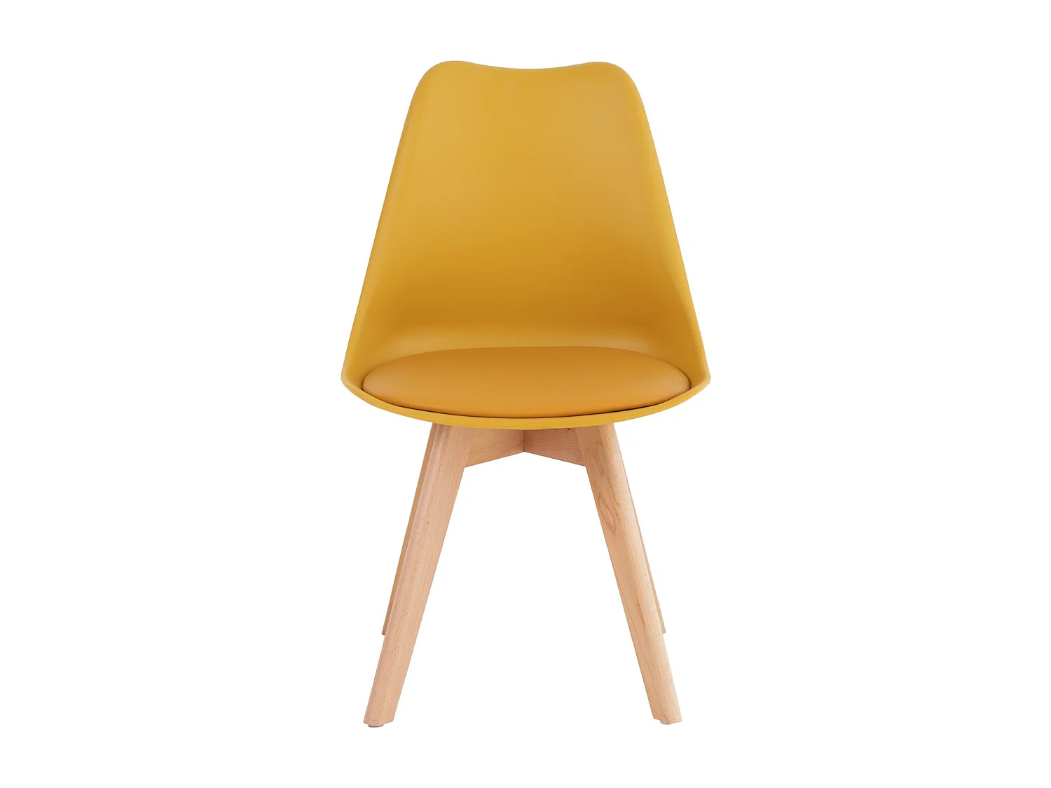 Chaise scandinave premium Karyna – Assise en simili cuir et pieds en bois de Hêtre-Couleur Jaune moutarde