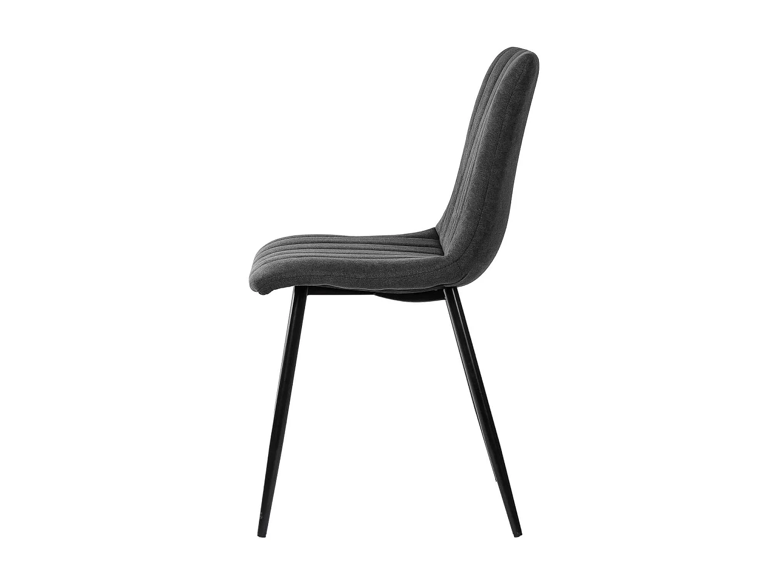Chaise tissu gris foncé matelassé et pieds métal noir Lina