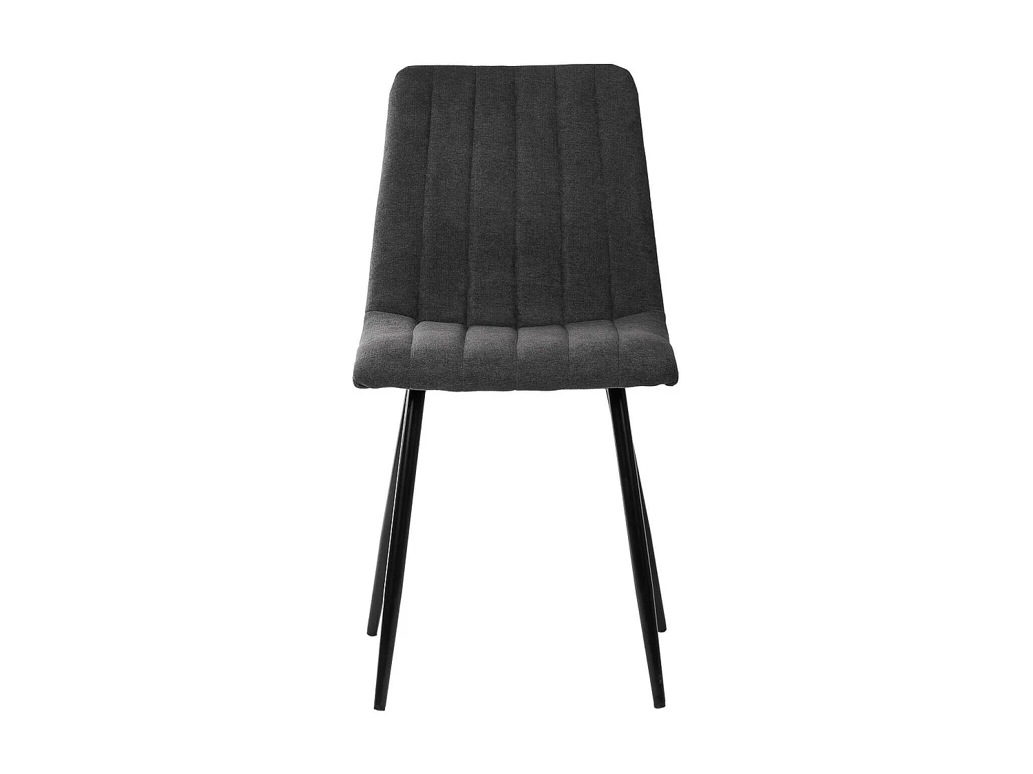 Chaise tissu gris foncé matelassé et pieds métal noir Lina