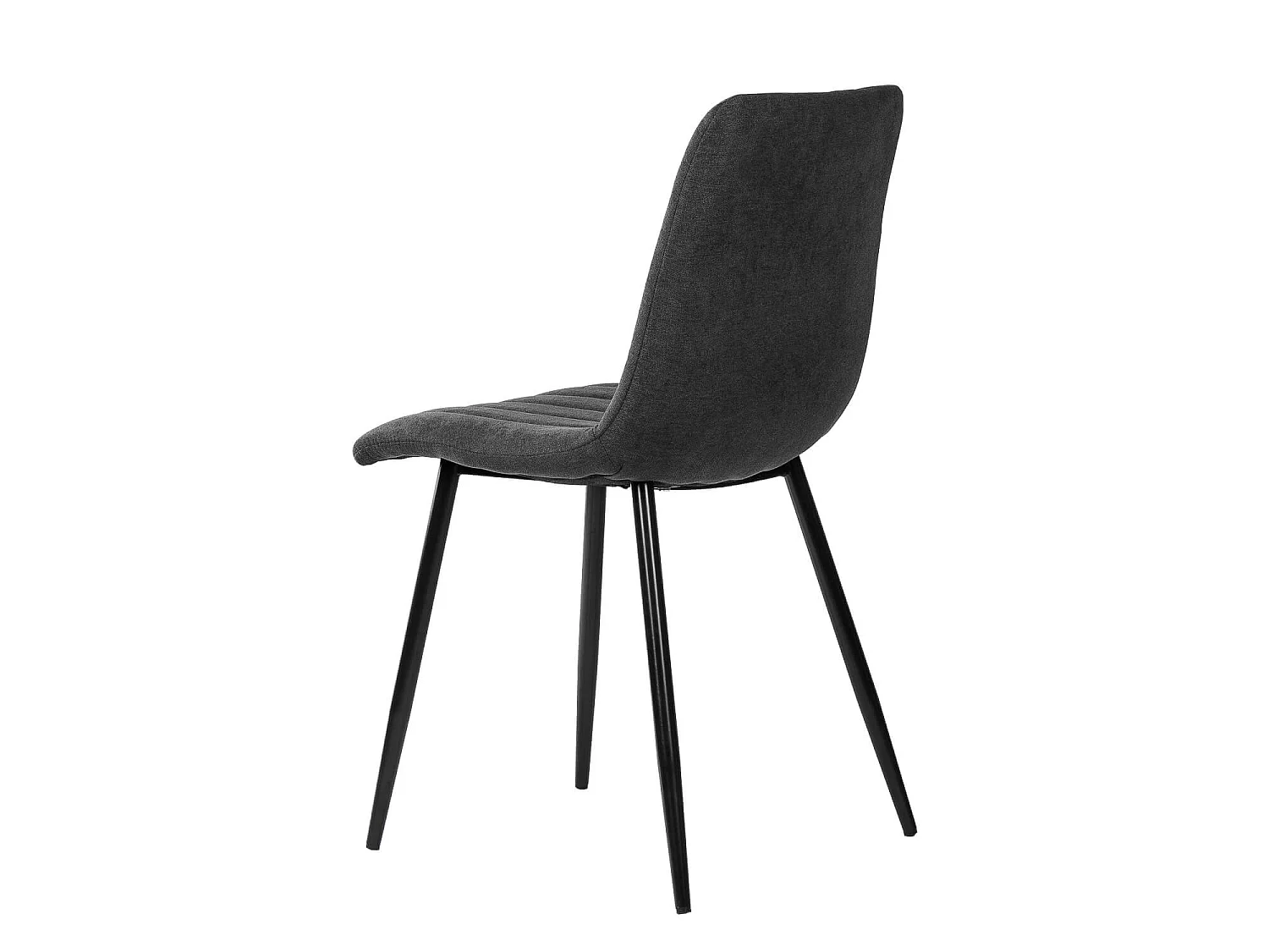 Chaise tissu gris foncé matelassé et pieds métal noir Lina