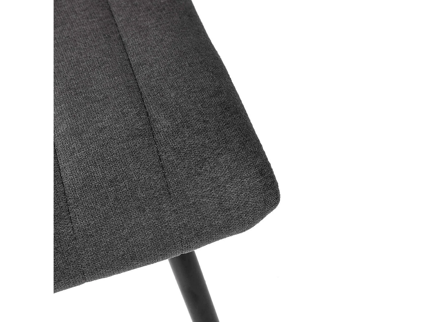 Chaise tissu gris foncé matelassé et pieds métal noir Lina