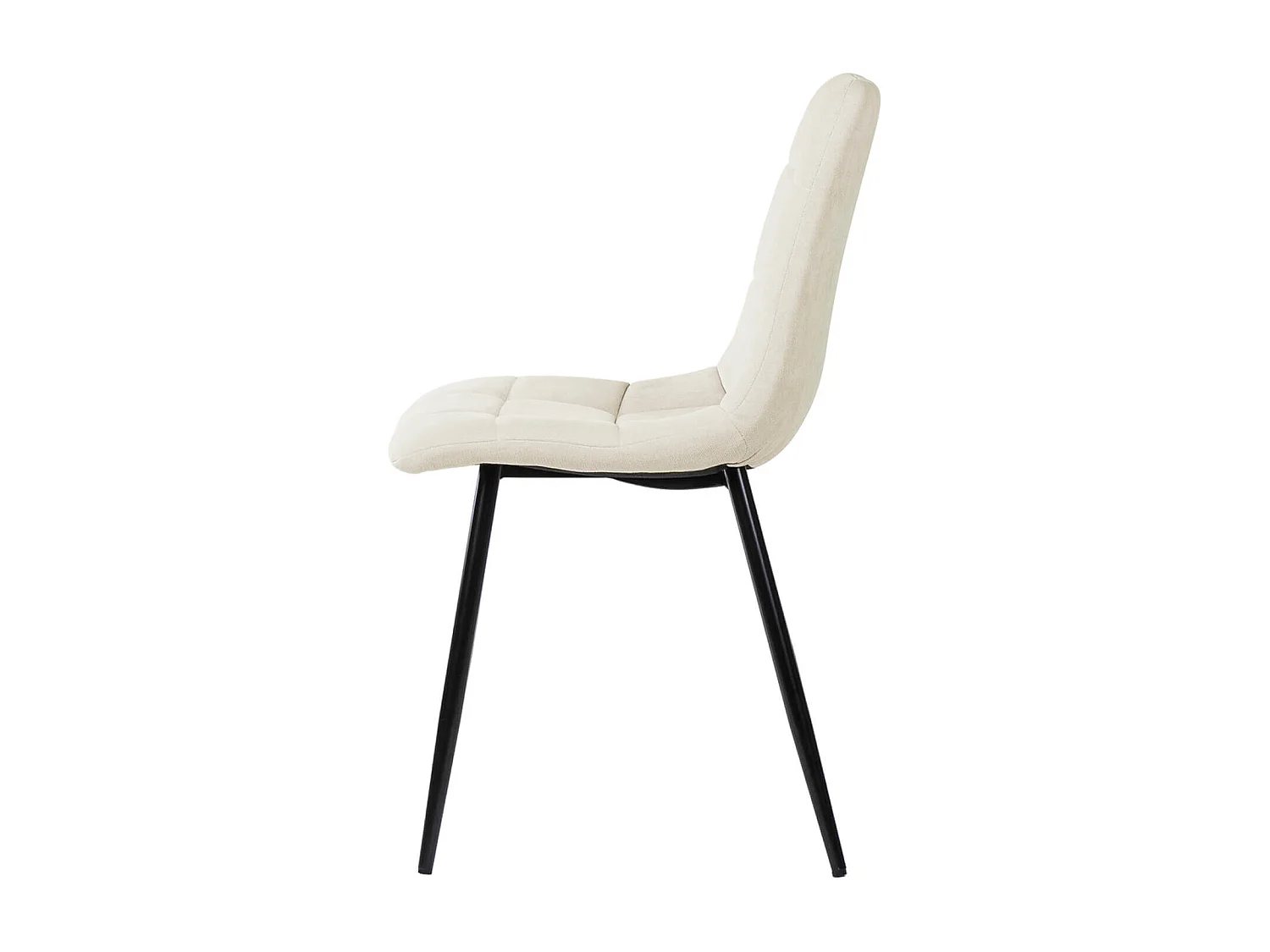 Chaise en tissu capitonnée rembourré Livio – Élégance moderne avec pieds en métal noir-Couleur Beige clair