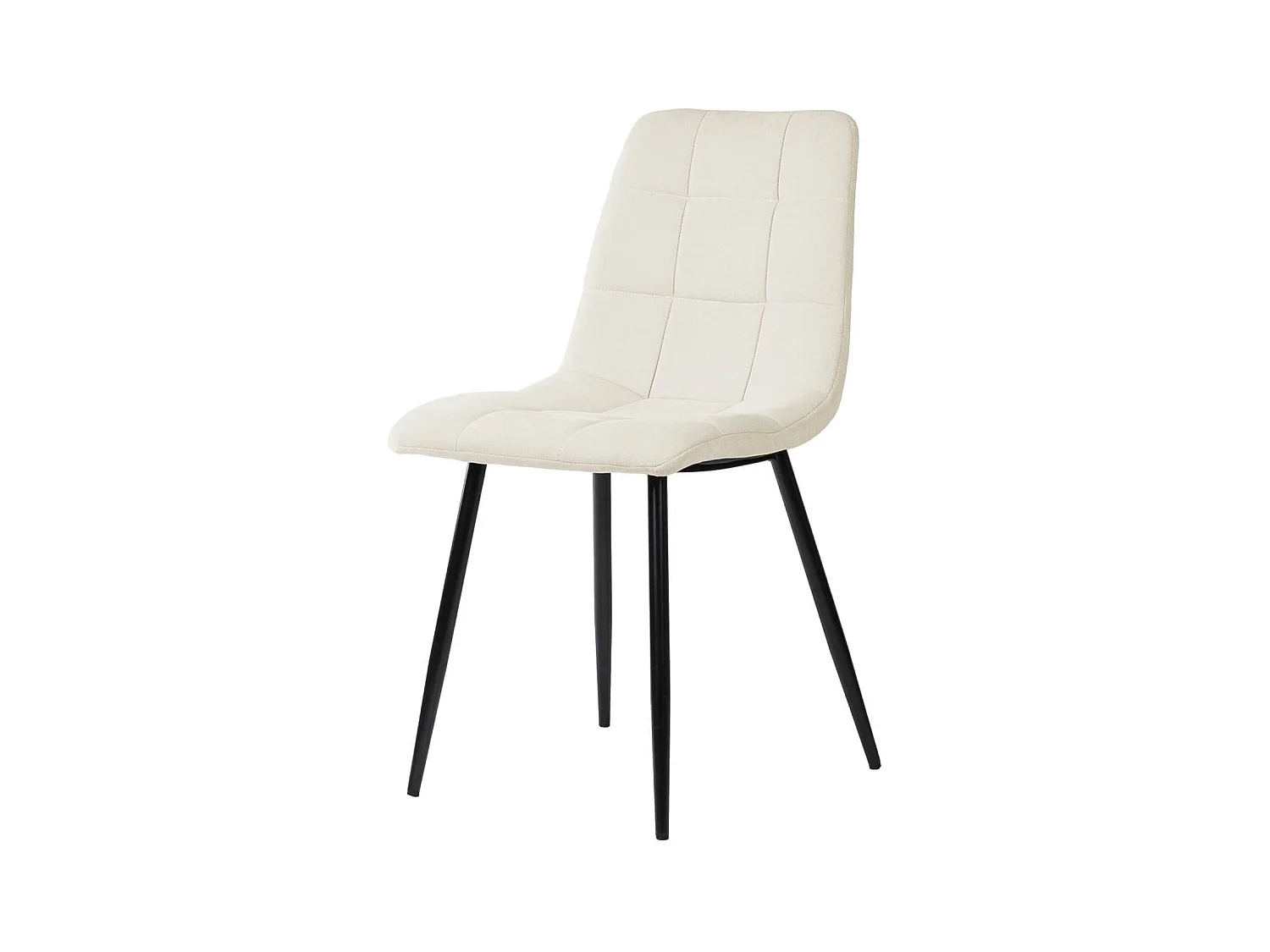 Chaise en tissu capitonnée rembourré Livio – Élégance moderne avec pieds en métal noir-Couleur Beige clair