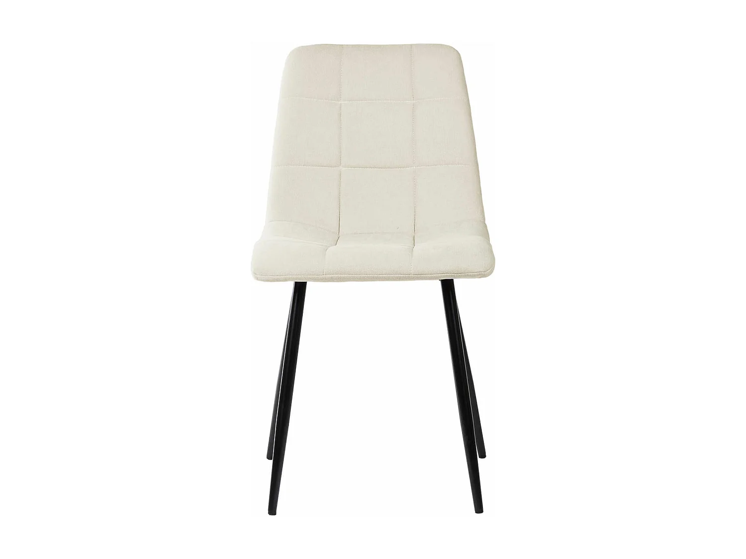 Chaise en tissu capitonnée rembourré Livio – Élégance moderne avec pieds en métal noir-Couleur Beige clair