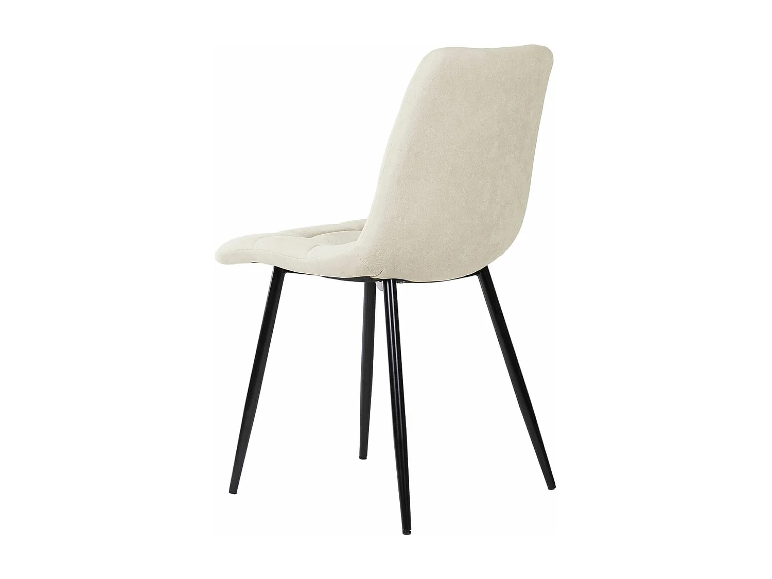 Chaise en tissu capitonnée rembourré Livio – Élégance moderne avec pieds en métal noir-Couleur Beige clair