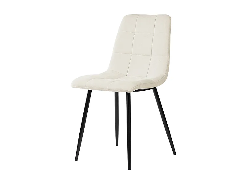 Chaise en tissu capitonnée rembourré Livio – Élégance moderne avec pieds en métal noir-Couleur Beige clair