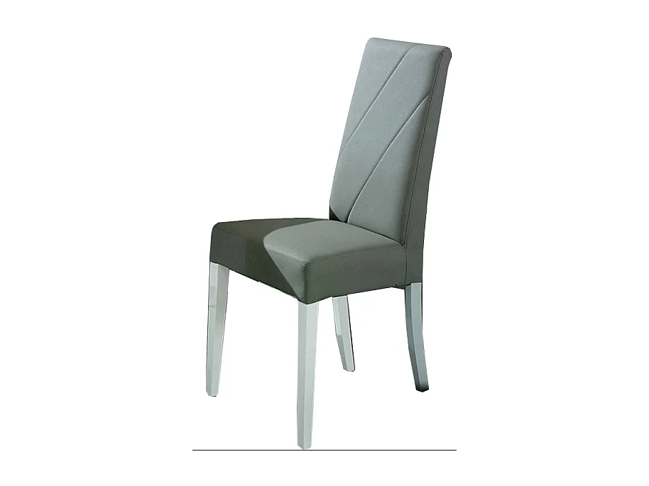 Chaise moderne bois blanc brillant et tissu gris Sting