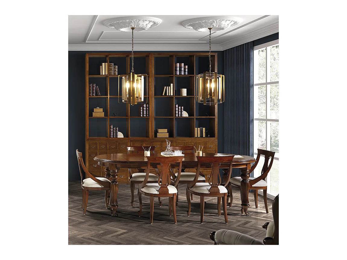 Chaise en bois massif d'acajou et tissu beige Kaly