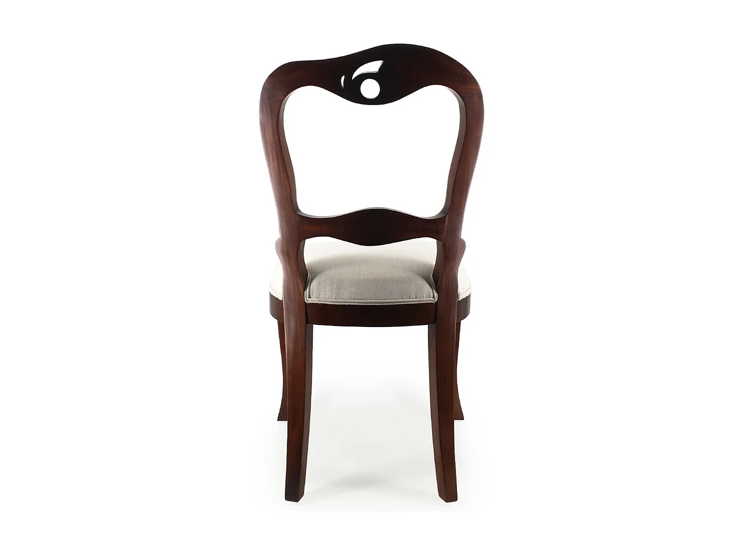 Chaise en bois massif d'acajou et tissu beige Kaly