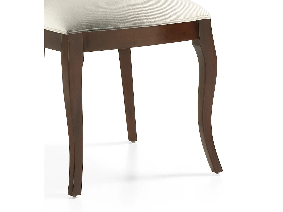 Chaise en bois massif d'acajou et tissu beige Kaly