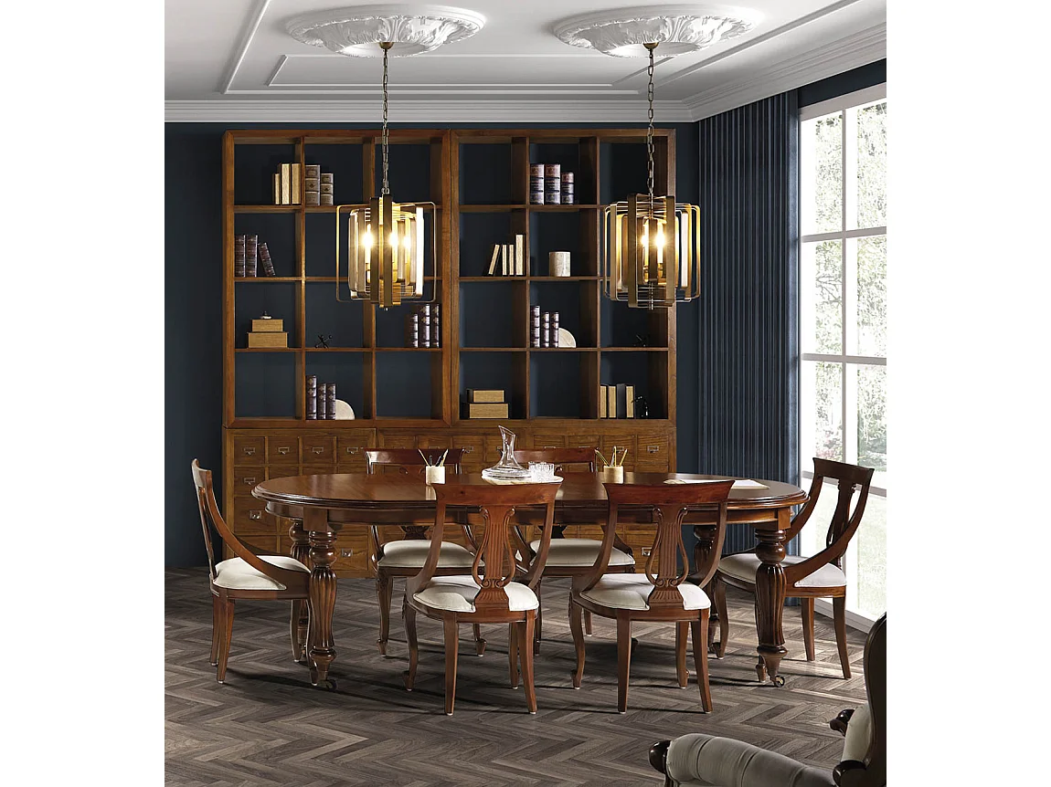 Chaise en bois massif d'acajou et tissu beige Kaly