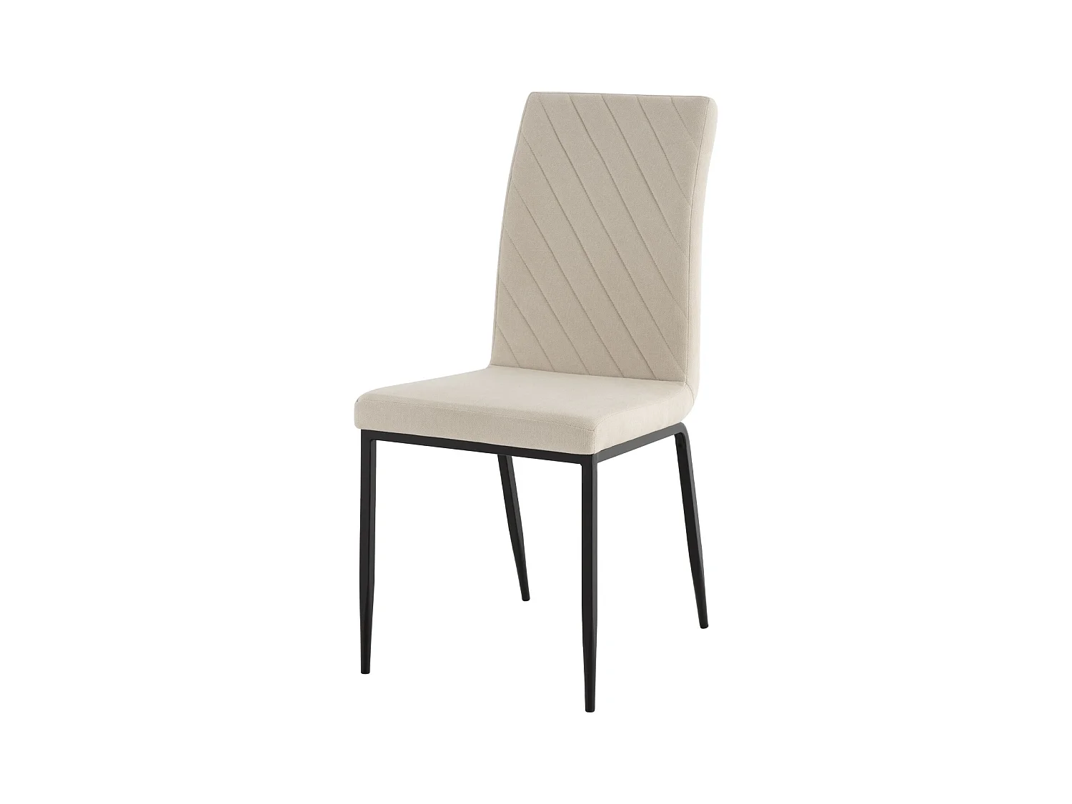 Chaise confort Teva – Tissu matelassé et pieds métal noir pour intérieur moderne-Couleur Beige clair