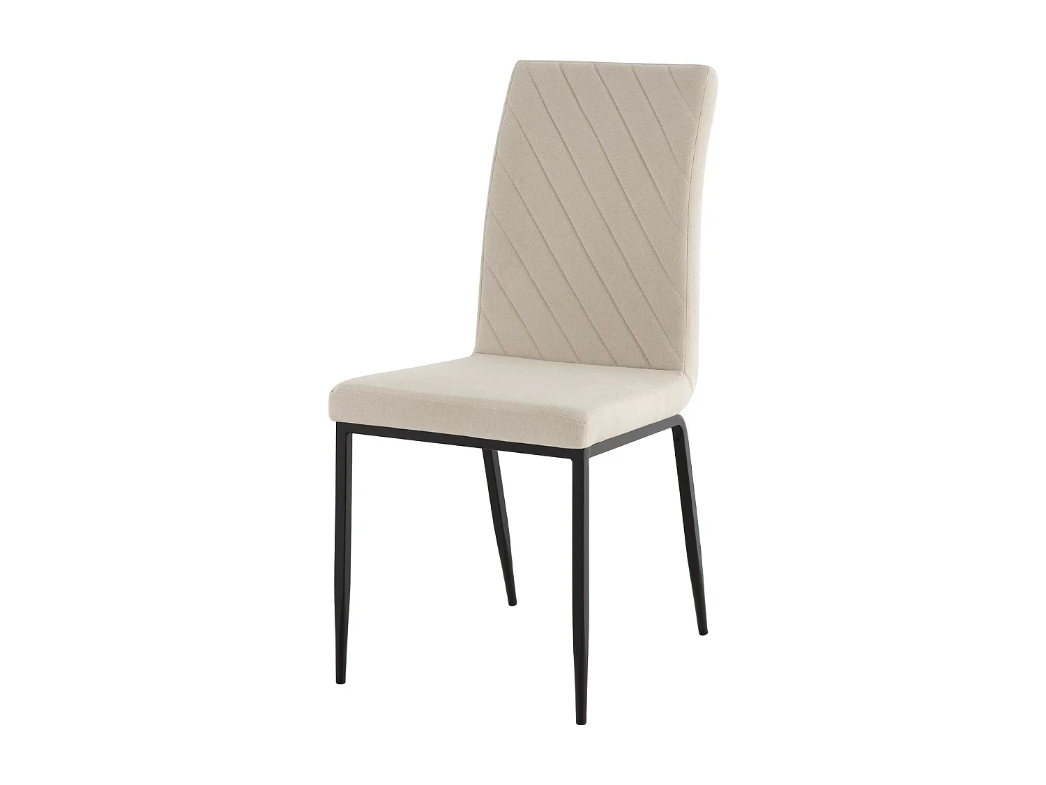 Chaise confort Teva – Tissu matelassé et pieds métal noir pour intérieur moderne-Couleur Beige clair