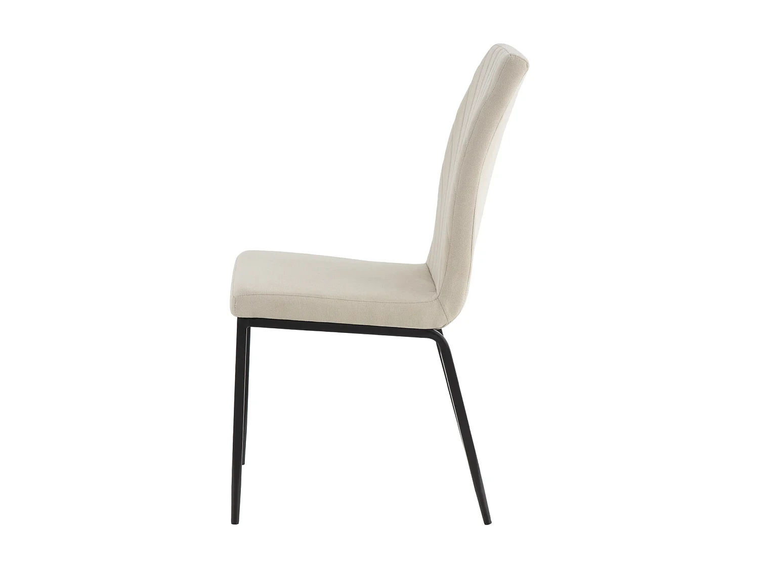 Chaise confort Teva – Tissu matelassé et pieds métal noir pour intérieur moderne-Couleur Beige clair
