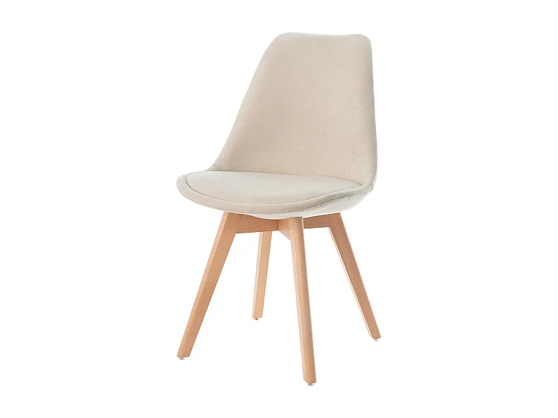 Chaise scandinave en tissu doux et bois de Hêtre Romba – Confort et élégance-Couleur Beige
