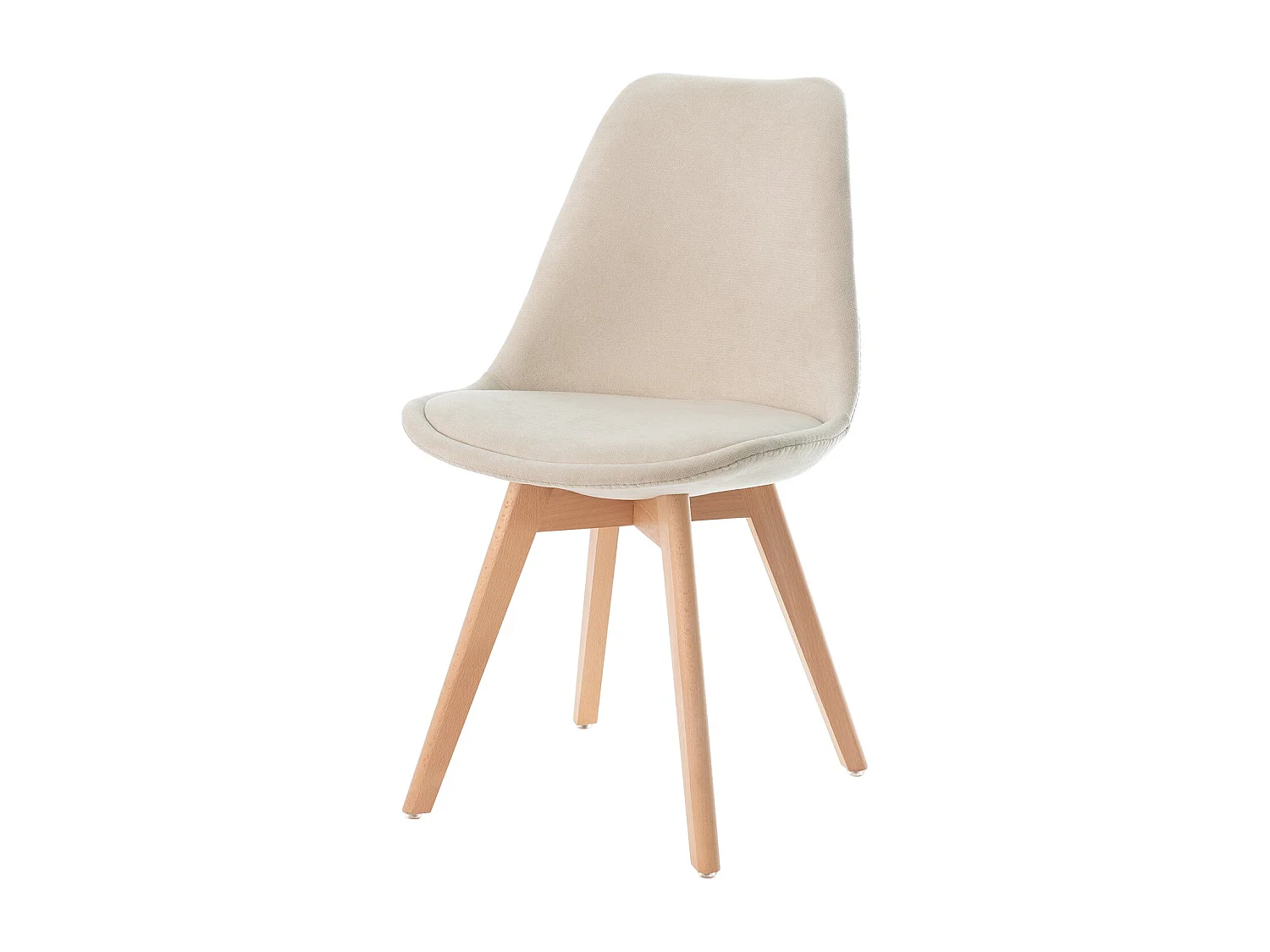 Chaise scandinave en tissu doux et bois de Hêtre Romba – Confort et élégance-Couleur Beige