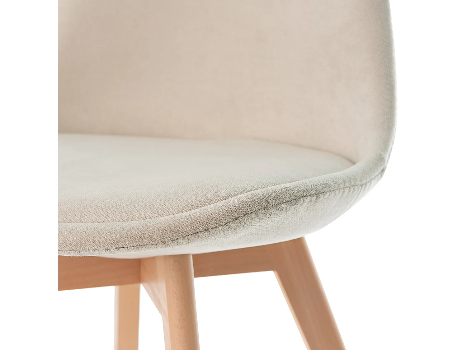 Chaise scandinave en tissu doux et bois de Hêtre Romba – Confort et élégance-Couleur Beige