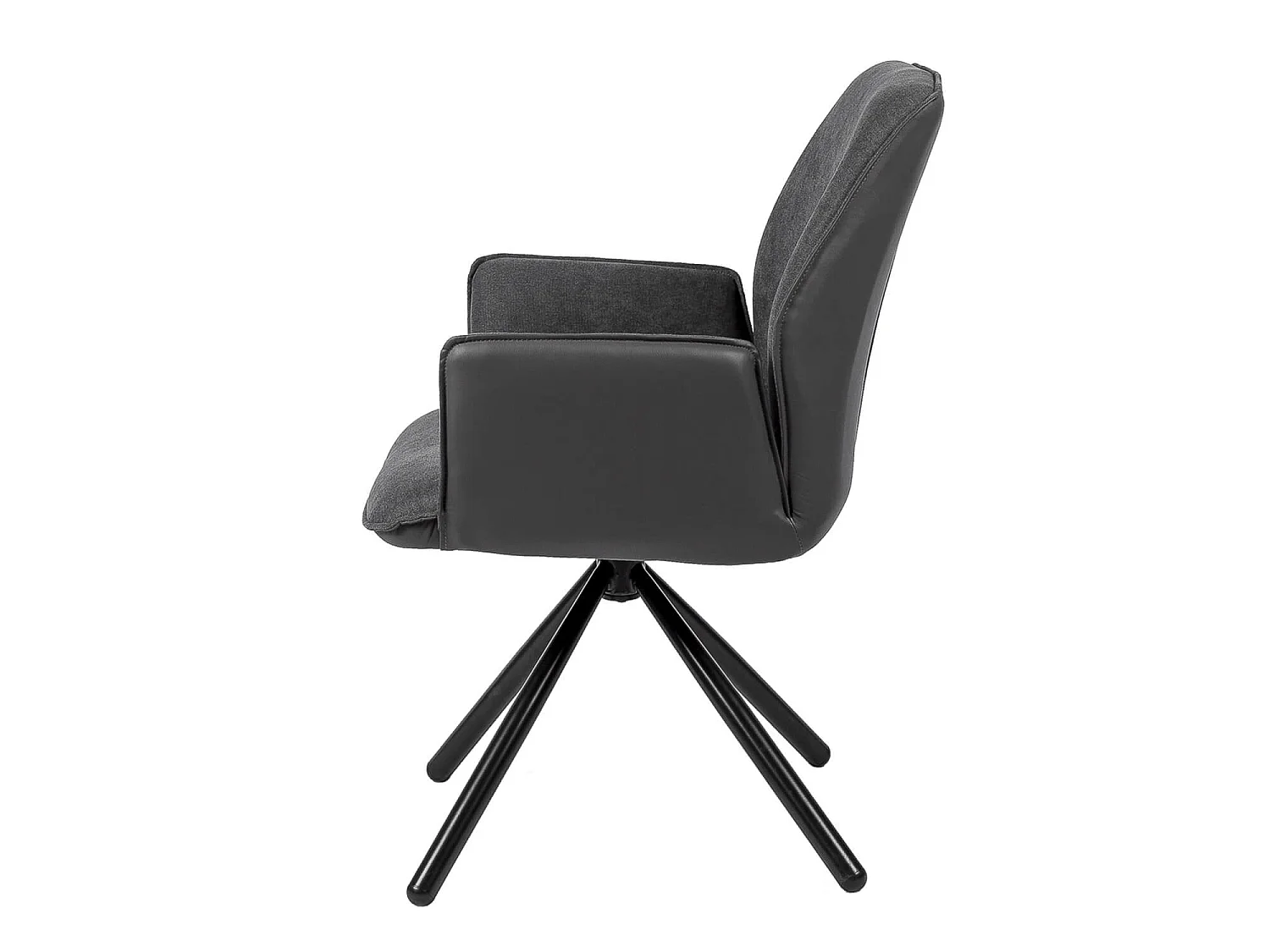 Chaise pivotante à 360º avec accoudoirs tissu gris foncé et pieds métal noir Larko