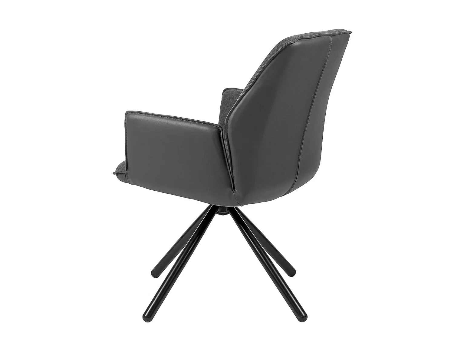 Chaise pivotante à 360º avec accoudoirs tissu gris foncé et pieds métal noir Larko