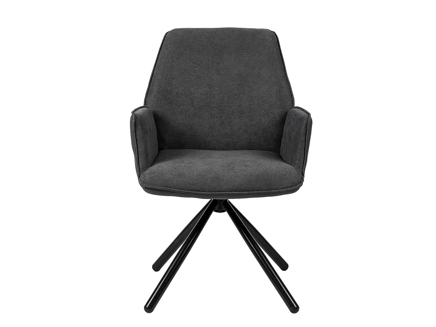 Chaise pivotante à 360º avec accoudoirs tissu gris foncé et pieds métal noir Larko