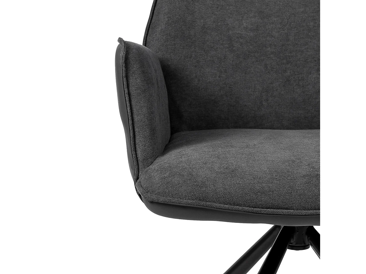 Chaise pivotante à 360º avec accoudoirs tissu gris foncé et pieds métal noir Larko