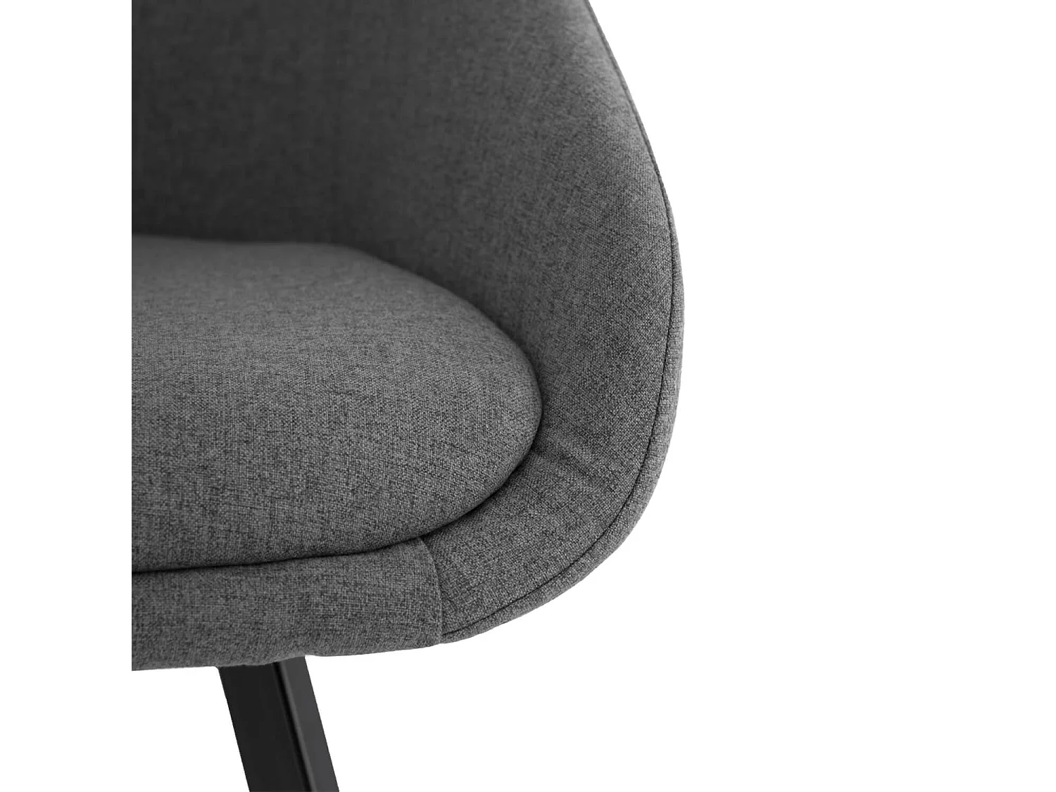 Chaise moderne tissu gris foncé et pieds métal noir Galie