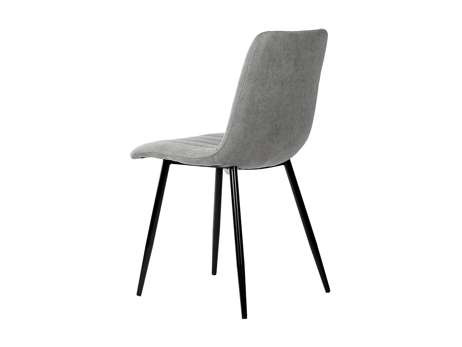 Chaise tissu gris clair matelassé et pieds métal noir Lina