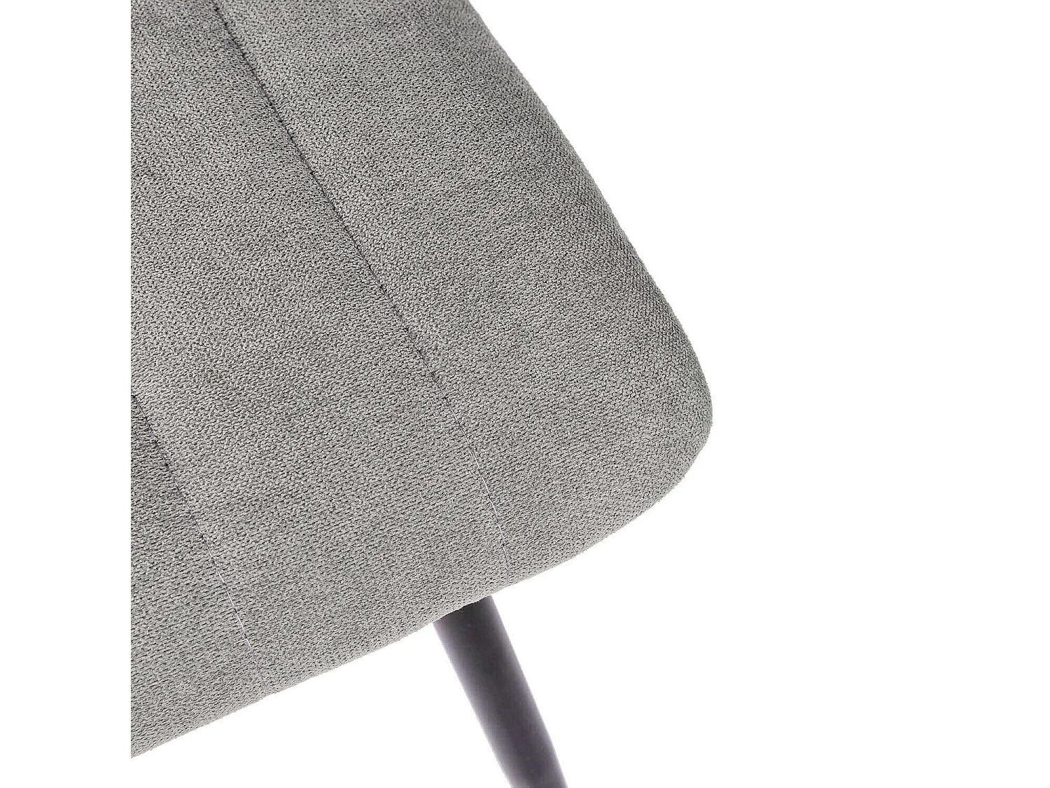 Chaise tissu gris clair matelassé et pieds métal noir Lina