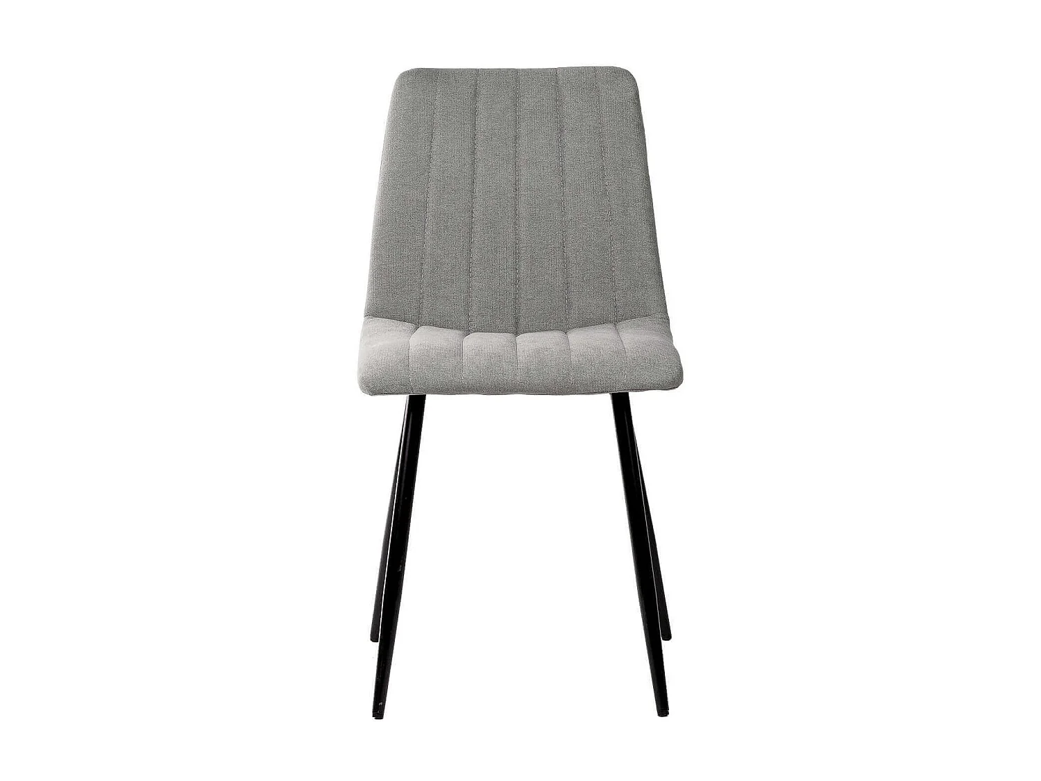 Chaise tissu gris clair matelassé et pieds métal noir Lina