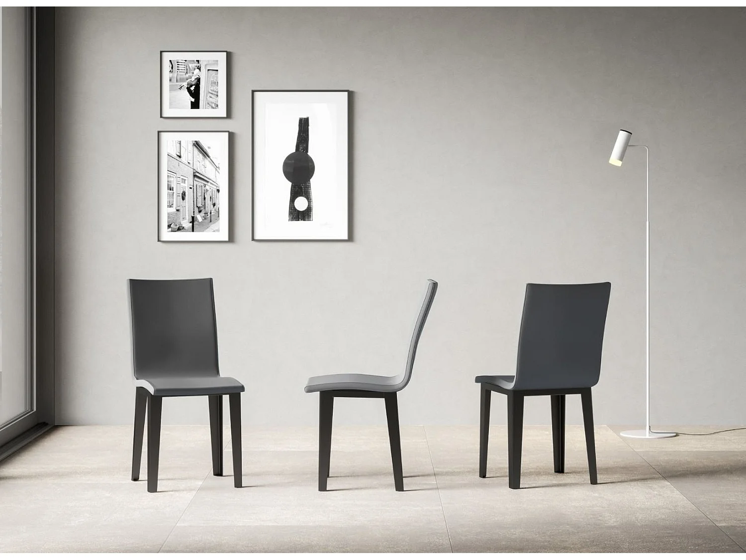 Chaise moderne simili cuir et pieds métal anthracite Sofy-Couleur Gris anthracite