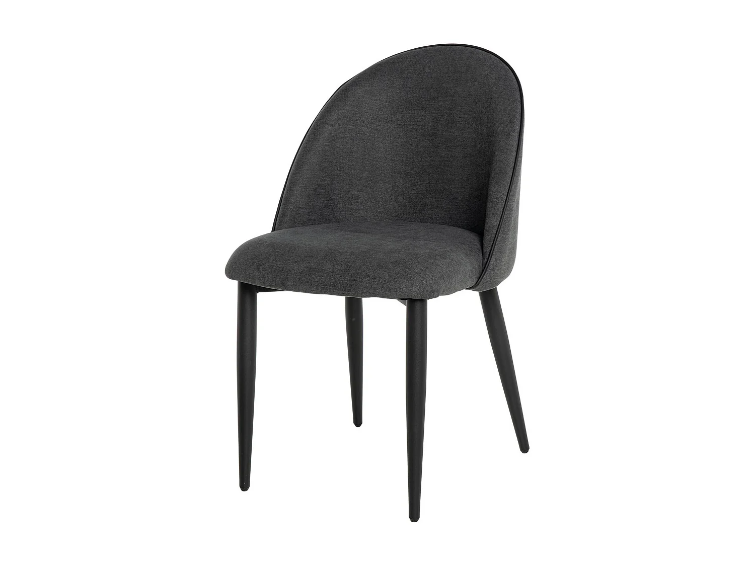 Chaise en velours confortable avec pieds en métal noir Brika – Style moderne-Couleur Gris foncé
